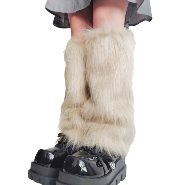 Beinstulpen, flauschige warme Socken, Fuchsfell-Funktions-Fußüberzüge, heiße Plüsch-Socken, Stiefelüberzüge, süße warme Beinstulpen für Herbst und Winter_voghion.com