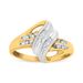 10K Yellow and White Gold 1.00 Cttw Round And Baguette-Cut Diamond Accent Bypass Ring (H-I Color, I2-I3 Clarity)_voghion.com