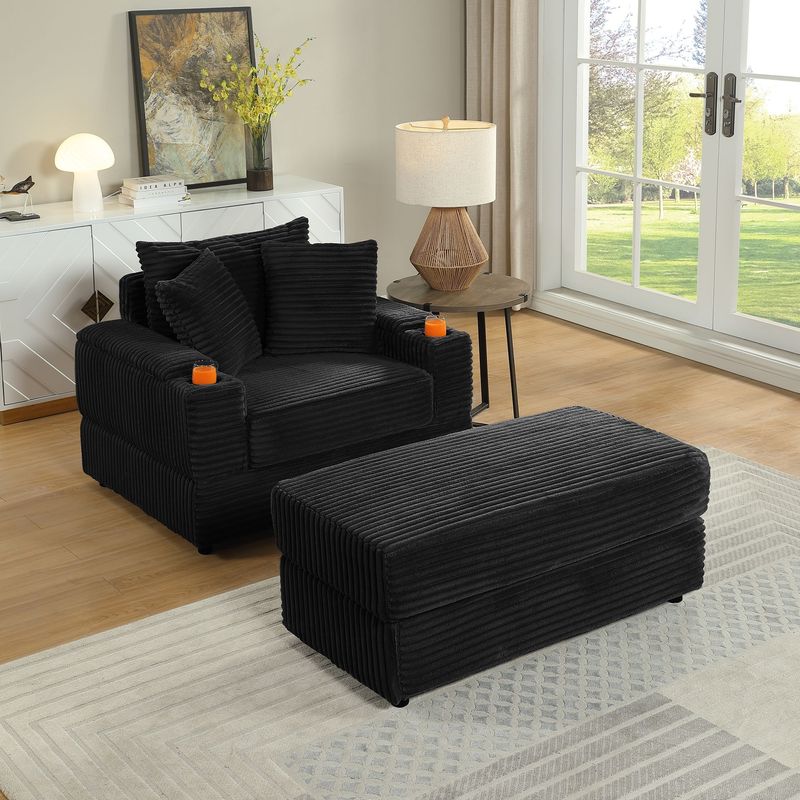 sofa With 2 Toss Pillows And A Ottoman ,Comfy Sofa- Deep Seat Couch For Living Room_voghion.com