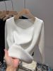 Women's Fleece-Lined Knit Sweater Thermal V-Neck Base Layer Winter Warm Turtleneck Pullover Soft Comfy Casual Slim Fit Long Sleeve Top_voghion.com