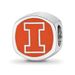 Sterling Silver Rhodium-plated LogoArt University Of Illinois Double Logo Enameled Bead_voghion.com