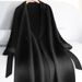 Women's Oversized Trench Coat With Belt, Alpaca Wool Blend Long Coat For Work & Casual, Korean-Japanese Style Loose Fit Duster (Black)_voghion.com