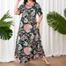 Women's Clothing Large Size Tropical Print Bohemian Style Short Sleeved Dress_voghion.com