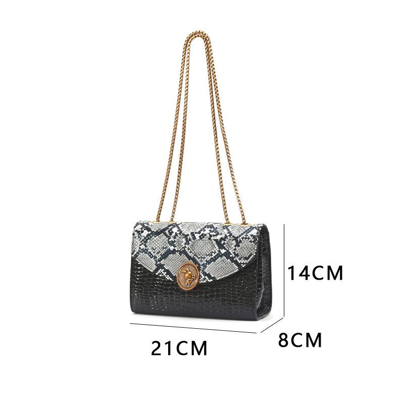 CHARHP&KEJNT Borsa a tracolla con catena a forma di serpente, piccola, quadrata, 2024, nuovo stile_voghion.com