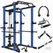 Blue Multi-functional Power Cage, Home Adjustable Pullup Squat Rack 1000Lbs Capacity Comprehensive Fitness Barbell Rack_voghion.com