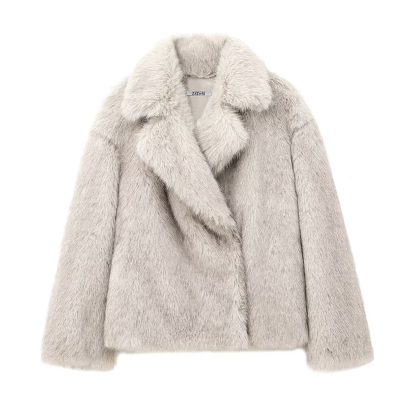 Cappotto in pelliccia sintetica di lusso per donna - Giacca invernale calda e alla moda oversize con collo a scialle, capospalla in peluche morbido ed ecologico_voghion.com