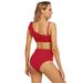 2025 New Sexy Swimsuit Ruffle One-Shoulder Strap Two-Piece High-Waisted Bikini_voghion.com
