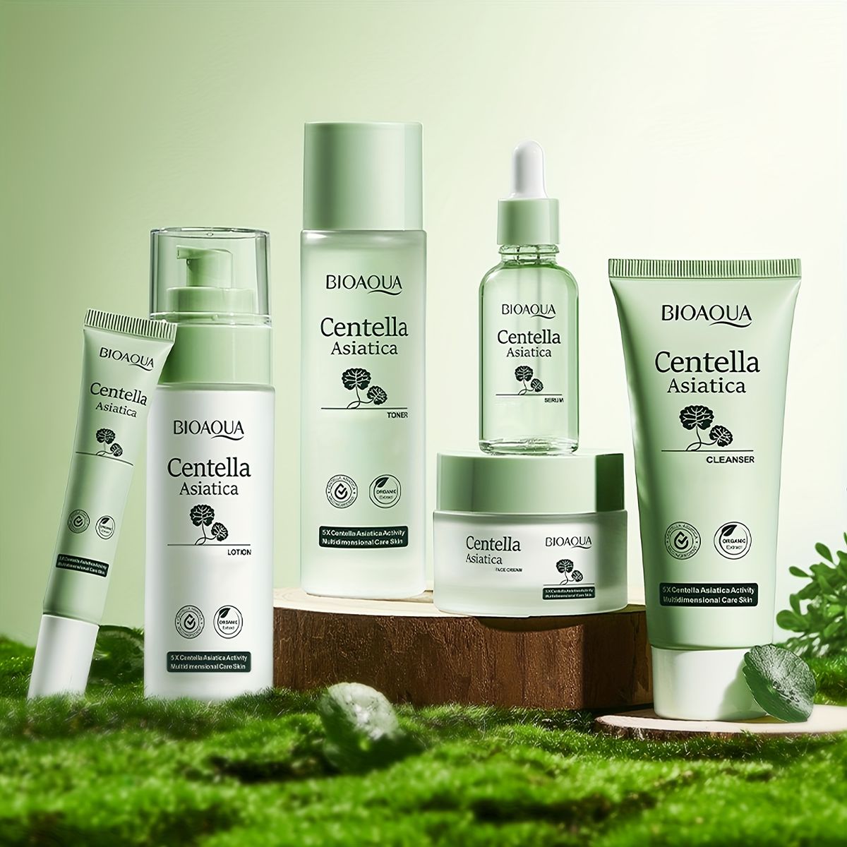 6pcs Centella Asiatica Gentle Cleansing Deep Hydration One Set Daily Skincare Needs Suitable For All Light Beige Types_voghion.com