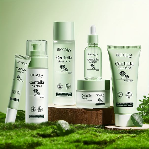 6pcs Centella Asiatica Gentle Cleansing Deep Hydration One Set Daily Skincare Needs Suitable For All Light Beige Types_voghion.com