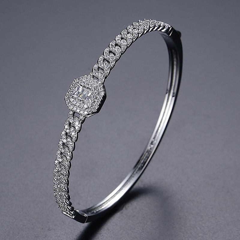 Bracciale da donna con zirconi cubici, elegante bracciale impilabile in stile boho chic, design geometrico alla moda, polsino in ottone galvanizzato_voghion.com