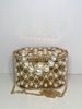 Bolso de noche estilo nicho de metal con pedrería y perlas, estilo francés, con cadena hueca para teléfono móvil._voghion.com