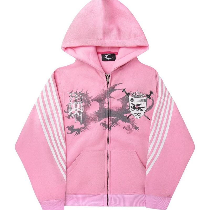 Long Sleeve Pullover Printed Pattern Sweatshirt And Sweatpants Set Street Hoodie American Style_voghion.com