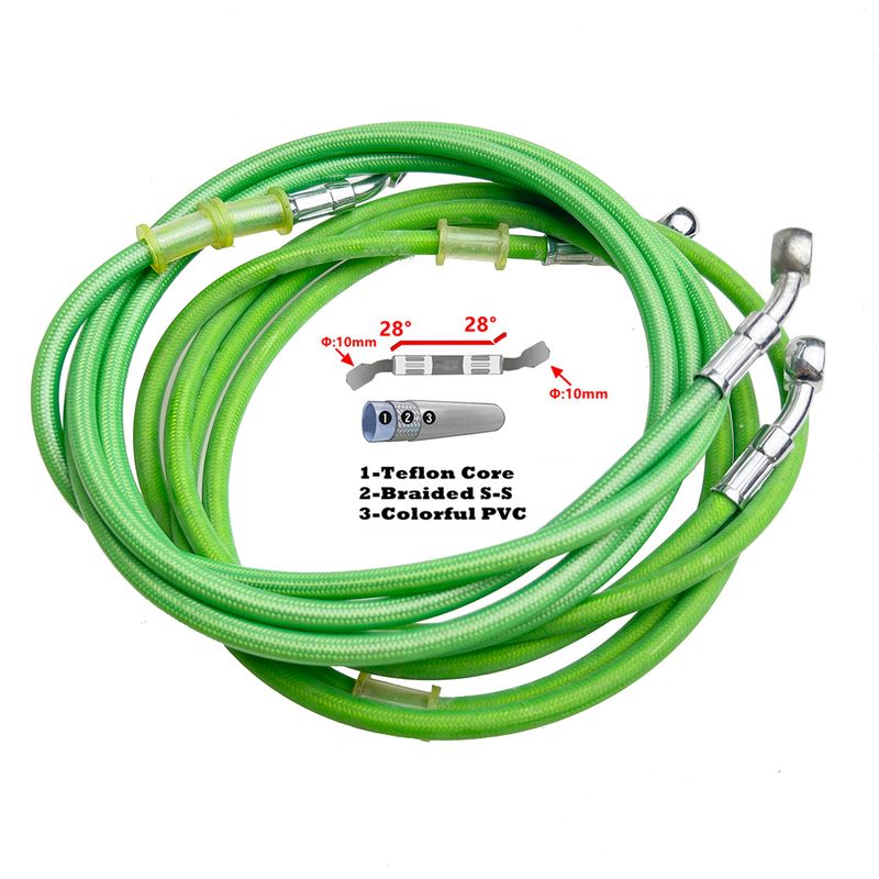 Grün 1500 Zu 2200mm Hydraulische Brems Schlauch DOT öl Rohr e Geflochtene Kabel 10mm Banjo Chrom überzug Für universal_voghion.com