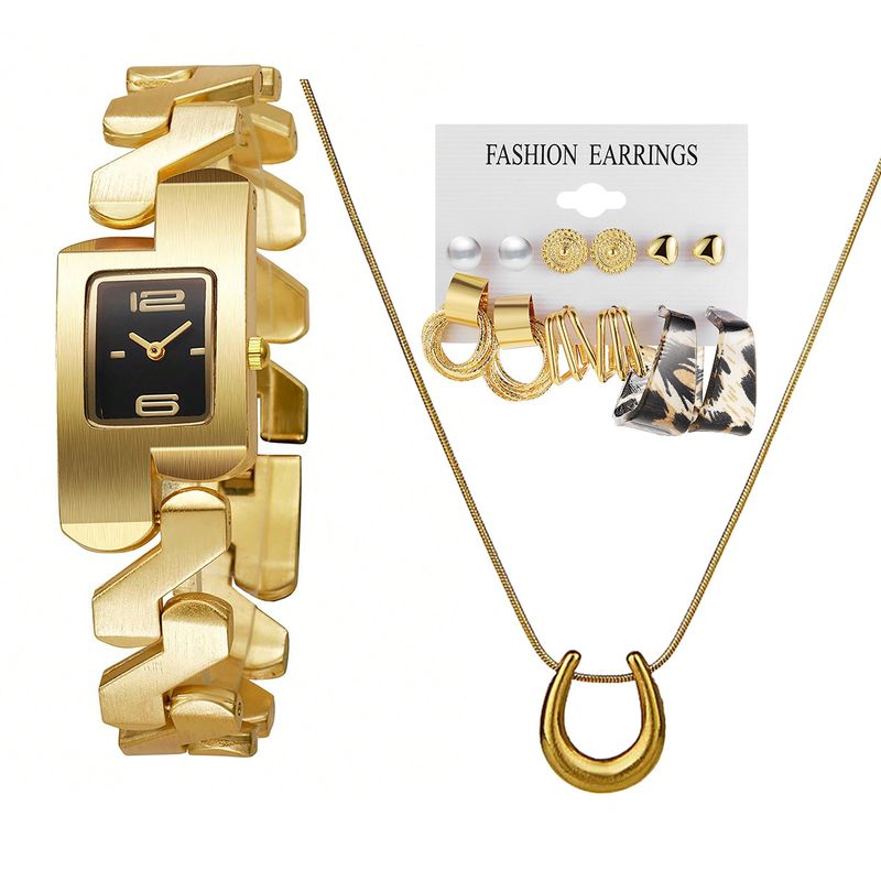 Personalisiertes Geschenkset mit Uhr, Halskette, Ohrringen und Ohrsteckern für Damen, 14-teiliges Kombinationsset_voghion.com