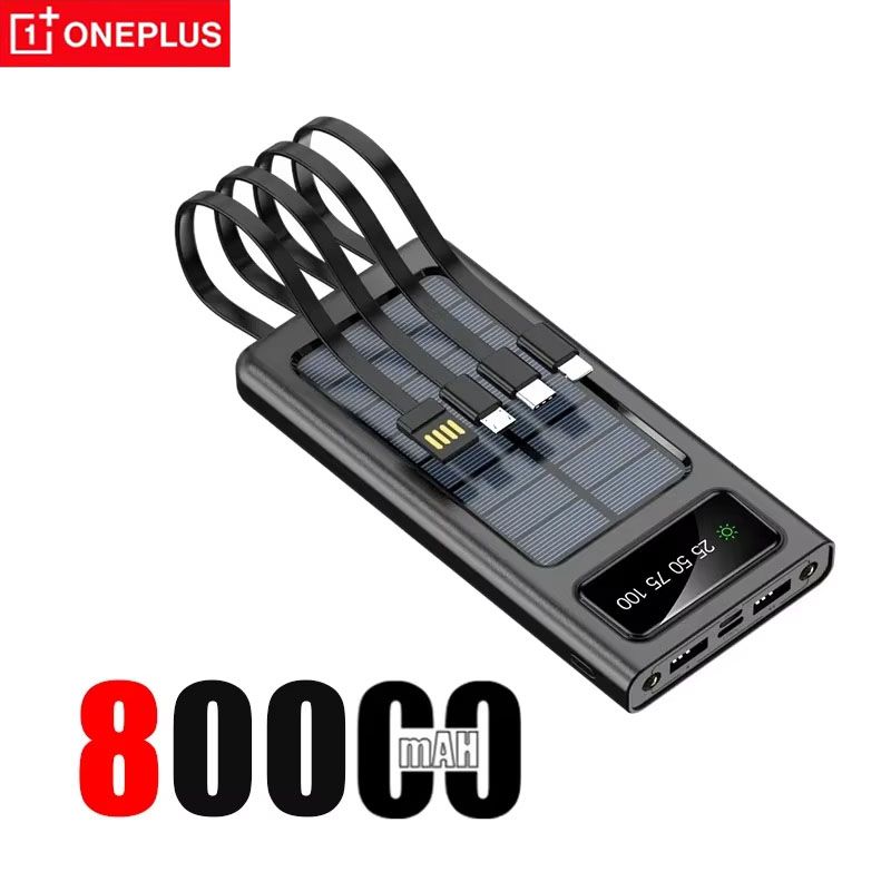 OnePlus Solar Bank200000 MAh Large Capacity Mobile Power Fast Charging Battery Dual USB 4 Cables For IPhone Xiaomi_voghion.com
