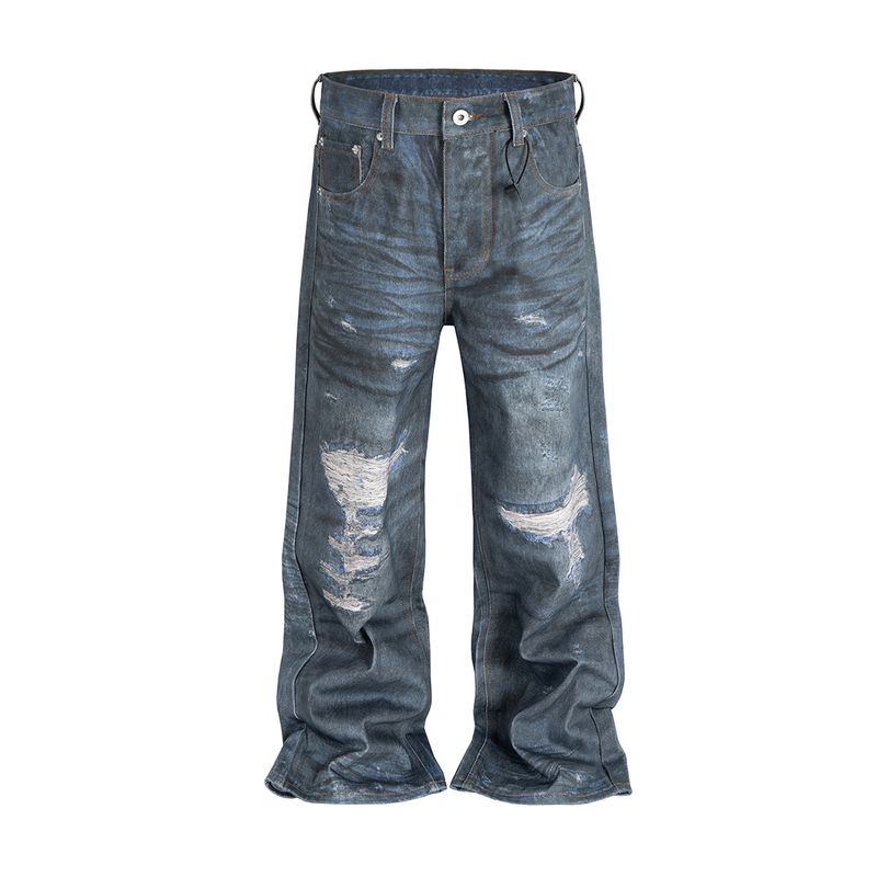 Vêtements pour hommes, tout nouveau, rétro, imprimé 3D, jeans délavés, pantalons amples droits et décontractés_voghion.com