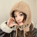 Bow sheep horn buckle drawsring balaclava Korean version auumn and winer versaile warm woolen ear proecion cold_voghion.com