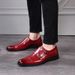 Autumn New Business British Double Button Leather Shoes, Extra Large Men's Shoes_voghion.com