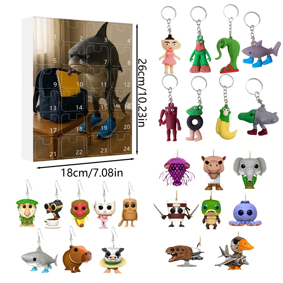 Tung Tung Tung Sahur Shanhaijing Blind Box Flache Anhänger Ohrring Zubehör Schlüsselanhänger Anhänger_voghion.com