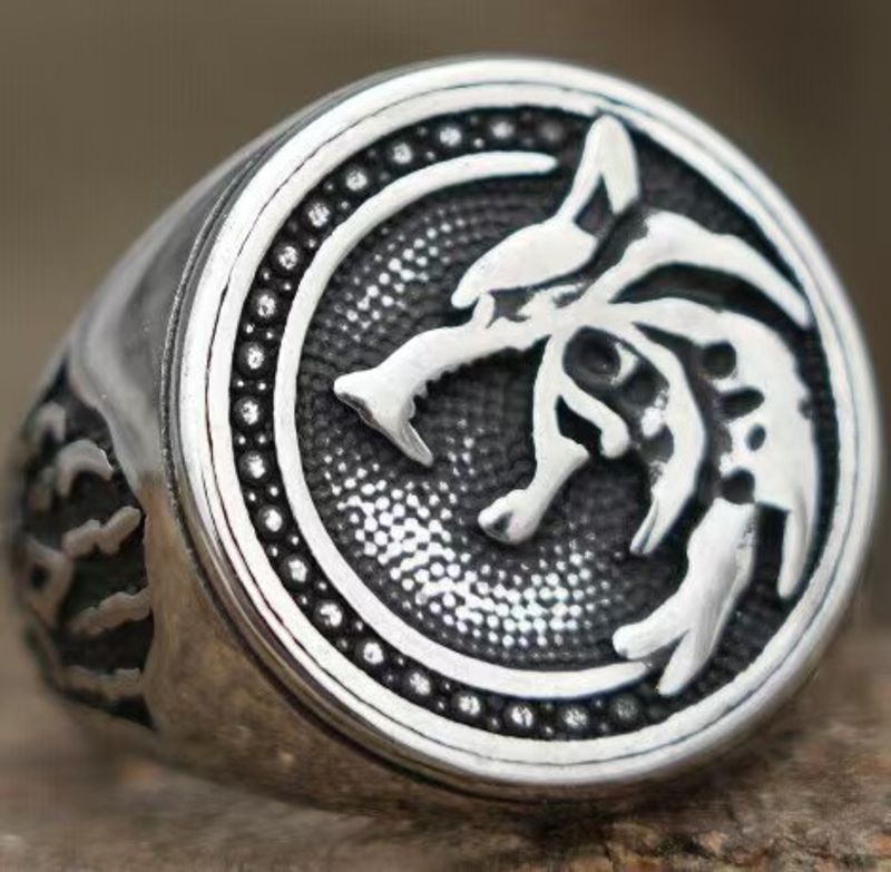 Anello da uomo in acciaio inossidabile con testa di lupo vichingo norreno e zampa artigliata, taglia 7-15, punk, retrò, vintage, regalo per la festa del papà._voghion.com
