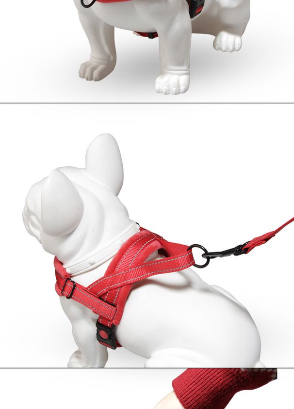 Taisni mājdzīvnieku piederumi, vestes stila vilces un muguras komplekts, atstarojoša suņu virve, samta krūškurvja siksna_voghion.com