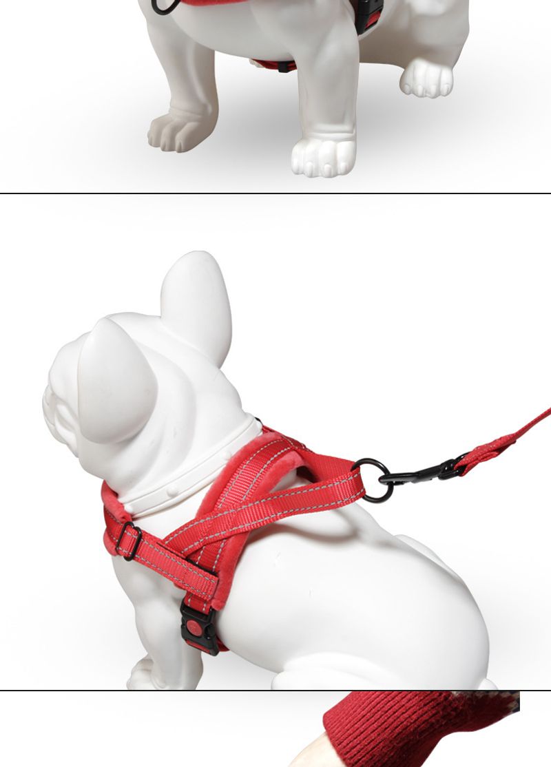 Suprimentos retos para animais de estimação, conjunto de tração e costas estilo colete, corda refletiva de veludo para cães, cinta peitoral_voghion.com