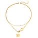 Collana in acciaio inossidabile a forma di stella a cinque punte in oro 14K a doppio strato per donna, stile Ins, design geometrico di nicchia_voghion.com