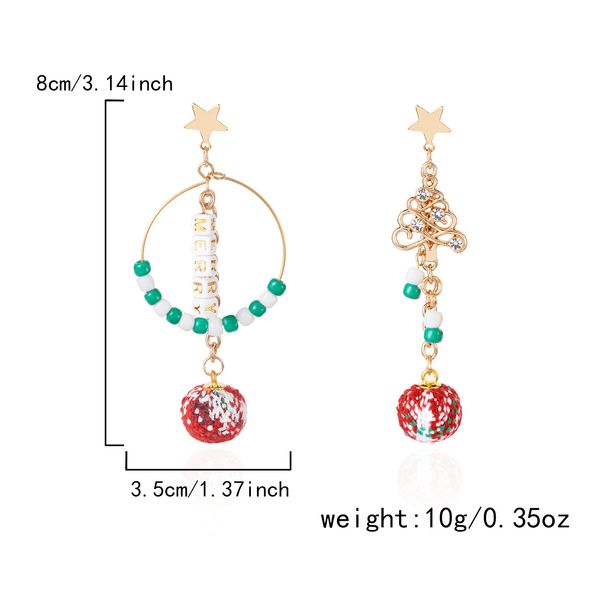 Ciondolo a forma di fiocco di neve con albero di Natale e perlina di riso, stile cartone animato europeo e americano_voghion.com