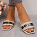 Square toe flat slippers for women belt buckle casual beach sandals_voghion.com