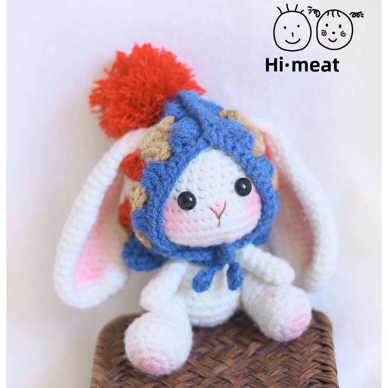 Muñeca de abuela de orejas grandes y orejas caídas hecha a mano, hecha a mano, con colgante de conejo bonito._voghion.com