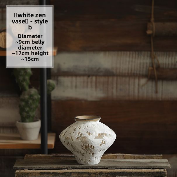 Jingdezhen Retro Ceramic Vase Wabi-Sabi Zen Style Ornament Flower Arrangement Homestay Hotel Handmade Large Coarse_voghion.com