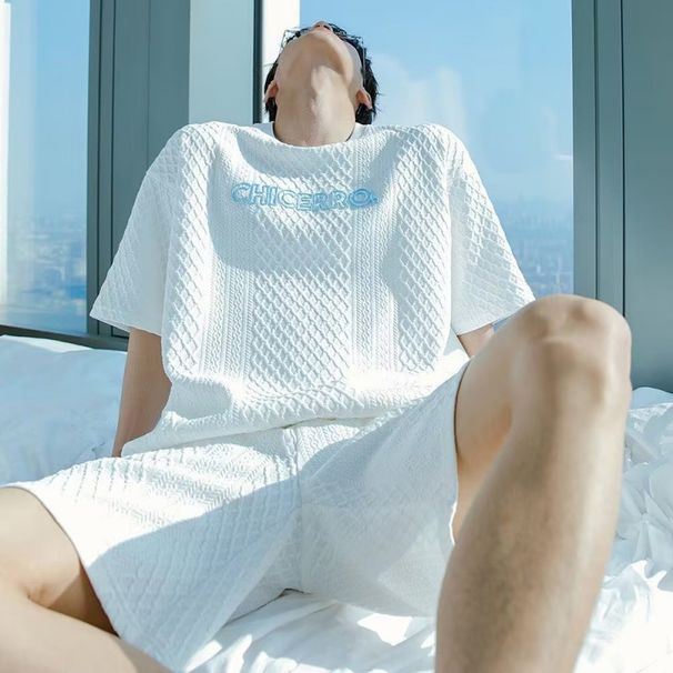 Poletne priložnostne športne čedne kratke hlače s kratkimi rokavi in zvitki Fried Dough Twists, moške ohlapne tanke hlače s kratkimi rokavi_voghion.com