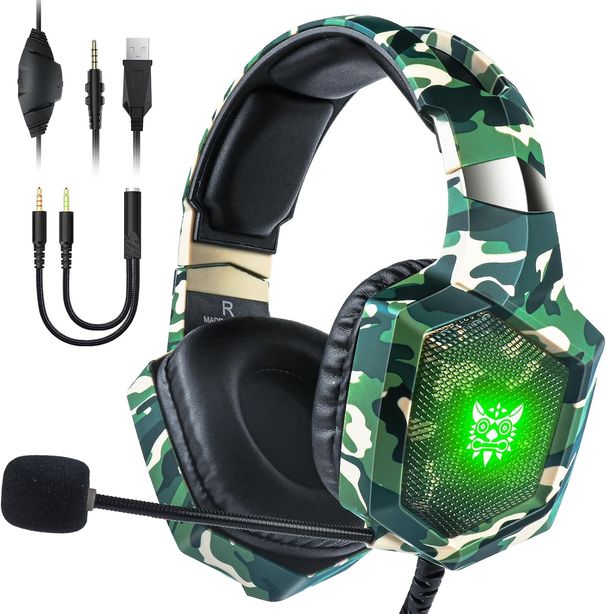 Gaming-Headset-Mikrofon, für PS4 PS5 Xbox One PC RGB-Lichter, mit Rauschunterdrückung 7.1 Surround Sound Over-Ear und_voghion.com