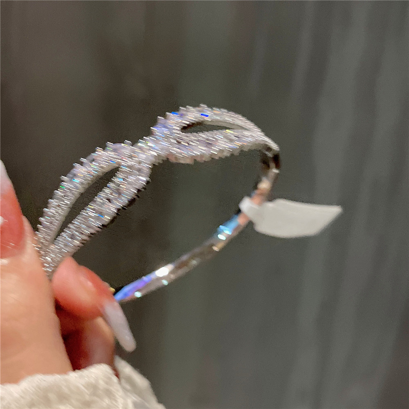 Pulseira de verão nova de prata com zircônia completa nicho super grande círculo pulseira joias J689_voghion.com