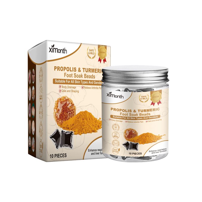 Perle de înmuiere a picioarelor cu propolis și turmeric, extract de rădăcină de propolis și turmeric, curățare hidratantă a picioarelor_voghion.com