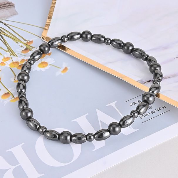 Cavigliera intrecciata con perle rotonde in acrilico di colore AB, con perle magnetiche nere e pietre biliari naturali a forma di stella_voghion.com