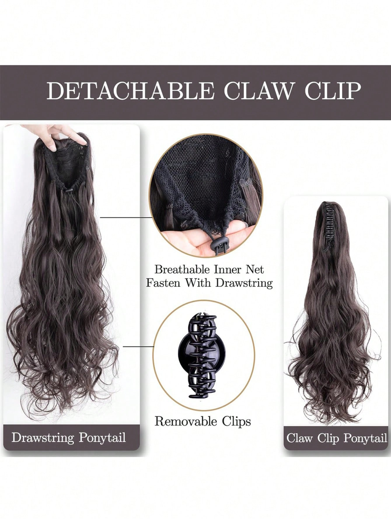 Offerte Speciali Synthetic Heat Resistant 22inch Long Curly Pony Tail In Hair Straight Claw Clip On Ponytail Extension_voghion.com