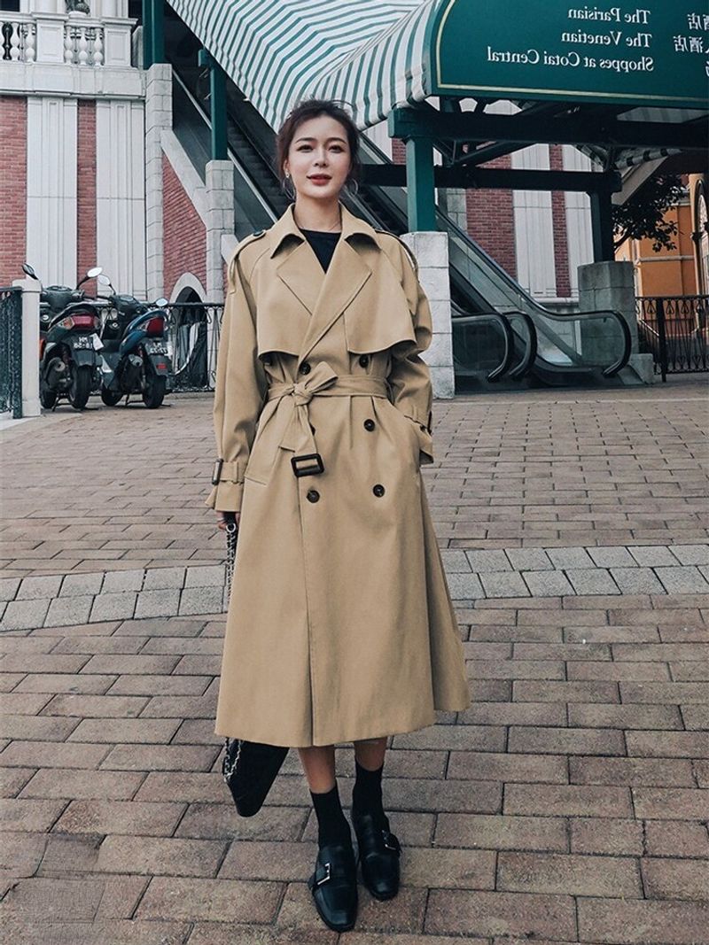 Trench Coat for Women 2022 Autumn Winter New Loose Coat Women's Casual Long Windbreaker Clothing Female Coats and_voghion.com