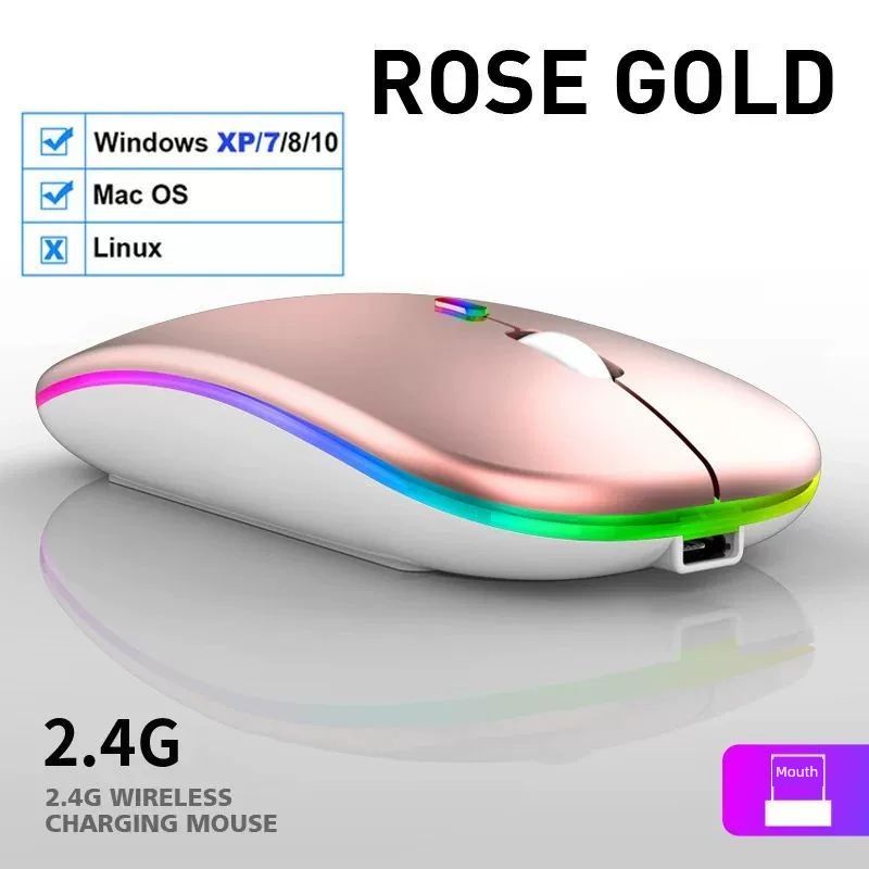 Mouse sem fio LED compatível com Bluetooth fino e recarregável Si_voghion.com