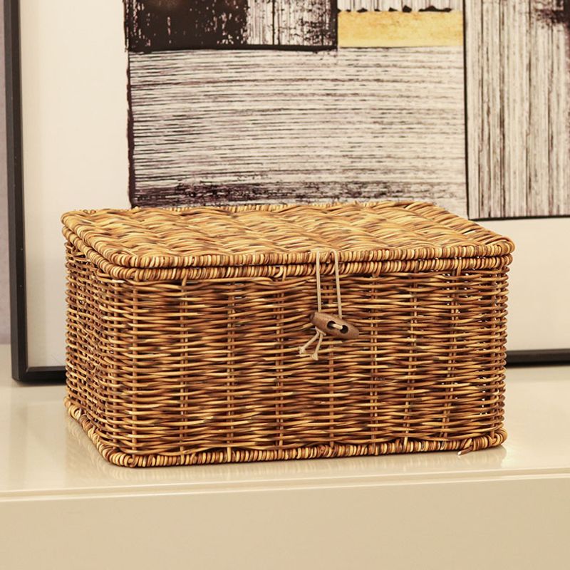 Hand Woven Storage Box Rattan Pepper Color Iron Frame Reinforcement Storage Box Gift Packaging Storage Box_voghion.com