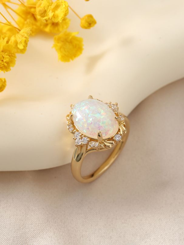 Anelli singoli, anelli di alta qualità, anelli con opale colorato, anelli di design di nicchia per celebrità di Internet INS_voghion.com