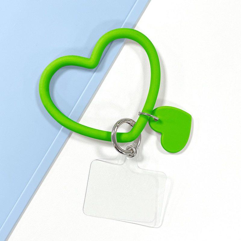 Anel de suspensão universal Anel de corda para capa de telefone Pulseira de silicone em forma de coração Pulseira Chaveiro com cordão antiperda_voghion.com