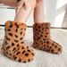 Faux Rabbit Fur Snow Boots For Women, Hot Girl Style Short Boots, Leopard Print Faux Fur Punk Y2k Trendy Cool Style Shoe And Bag Set_voghion.com
