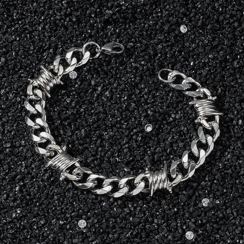 Bracciale Hip Hop in acciaio inossidabile stile street INS con giunzioni a spina esagonali e larghezza 11 mm_voghion.com