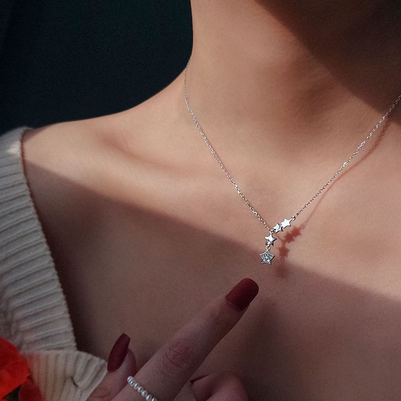 Color VENUS Sier Star Necklace for Women Girl Gift Clavicle Chain 4 Stars Crystal Jewelry  Stamp Dropship              s_voghion.com