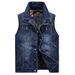 Gilet en jean pour homme avec col à revers et multiples poches, veste sans manches décontractée et ample, grandes tailles (jusqu'à 4XL)_voghion.com