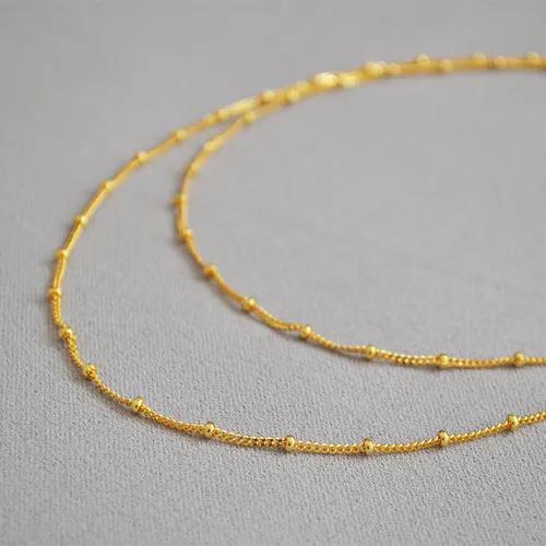 Collar de cadena de doble capa de latón chapado en oro de Etsy, sencillo y versátil, con capas y estilo moderno._voghion.com