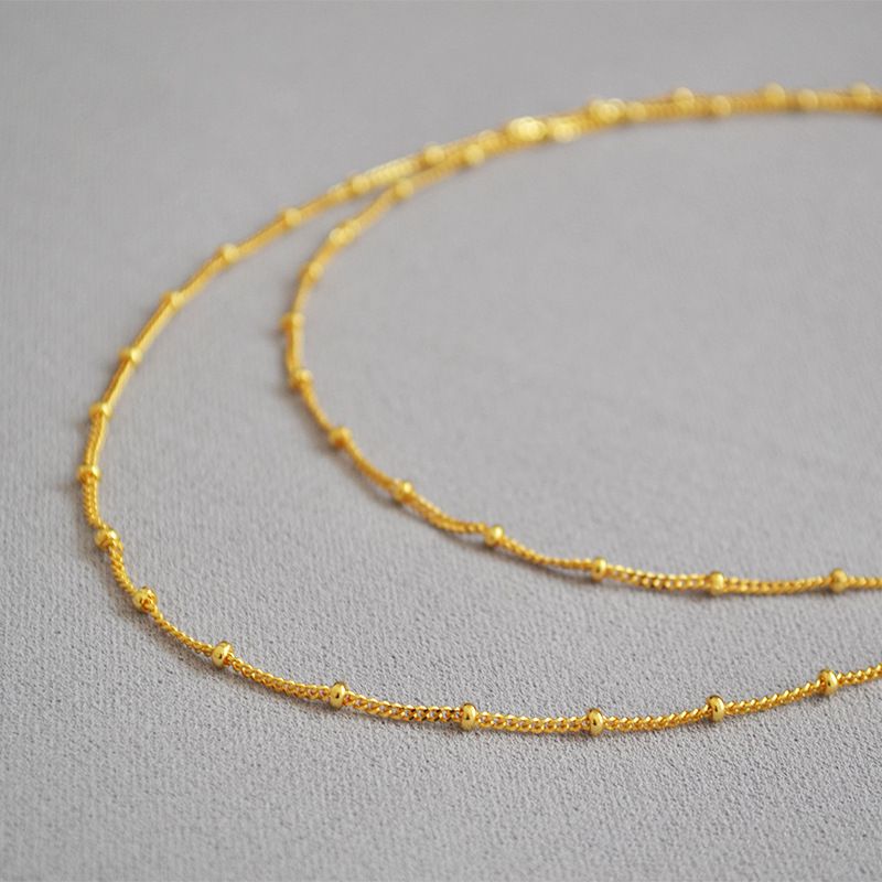 ETSY Messingmaterial vergoldet Einfach a villfälteg Temperament Schicht Modesch Duebelschicht Bounenkette Halskette_voghion.com