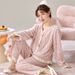 Lässiger und bequemer Pyjama für Herbst und Winter, Loungewear-Set aus dickem Fleece_voghion.com