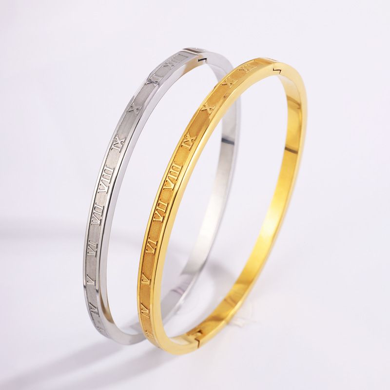 Titanium Steel Bracelet Retro Versatile Fine Roman Real Gold Bracelet For Girls High End Non Fading Fashion Bracelet_voghion.com